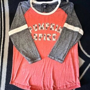Half Sleeve Pumpkin Spice Tee - Coral and Gray